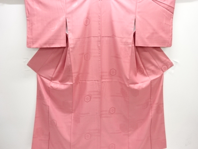 枝花模様織り出し色無地着物